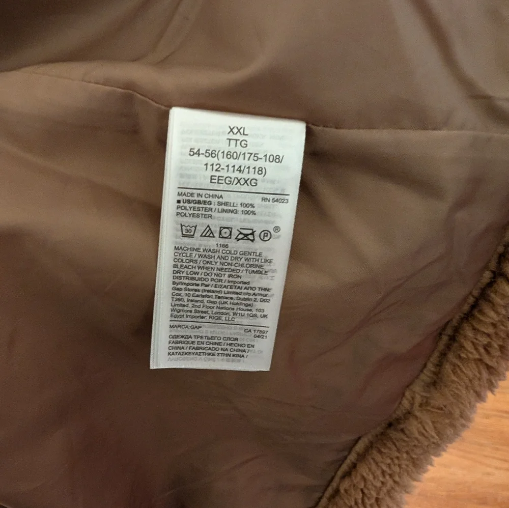 Gap Coat Sherpa Brown Size XXL Teddy Bear Outdoorsy Athleisure - Picture 4 of 9